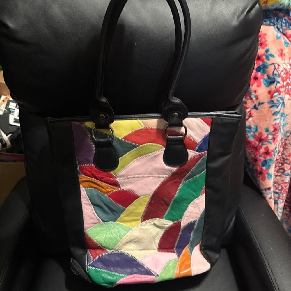 Colorful Patchwork Tote Bag - Picture 2 of 6
